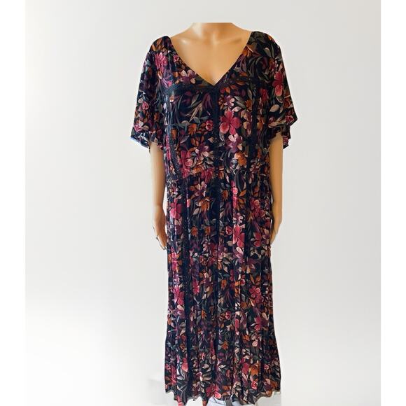 New Torrid 4/4X Cottagecore Floral Midi Gauze Skater Dress Beach Boho Hawaii - Picture 2 of 10